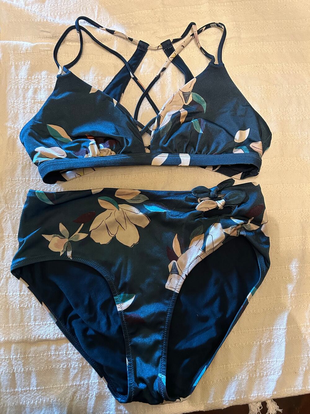 Athleta Aqualuxe Flora Dora swim set size M